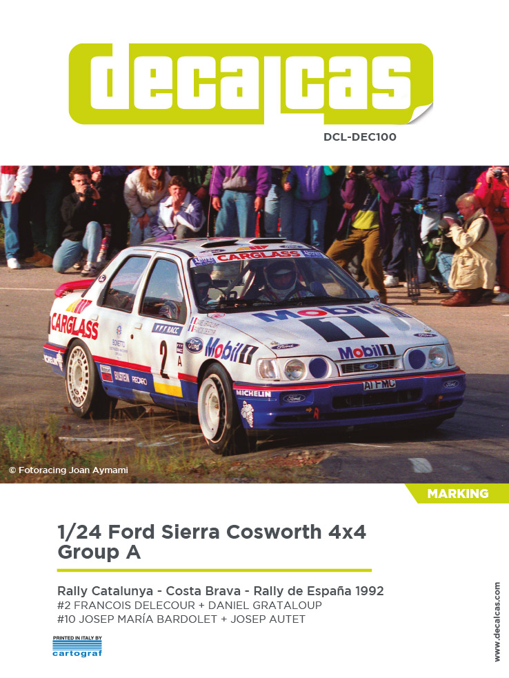 DCL-DEC100: Marking / livery for 1/24 scale models: Ford Sierra Cosworth 4�4 Group A sponsored by Bonetto -  1992