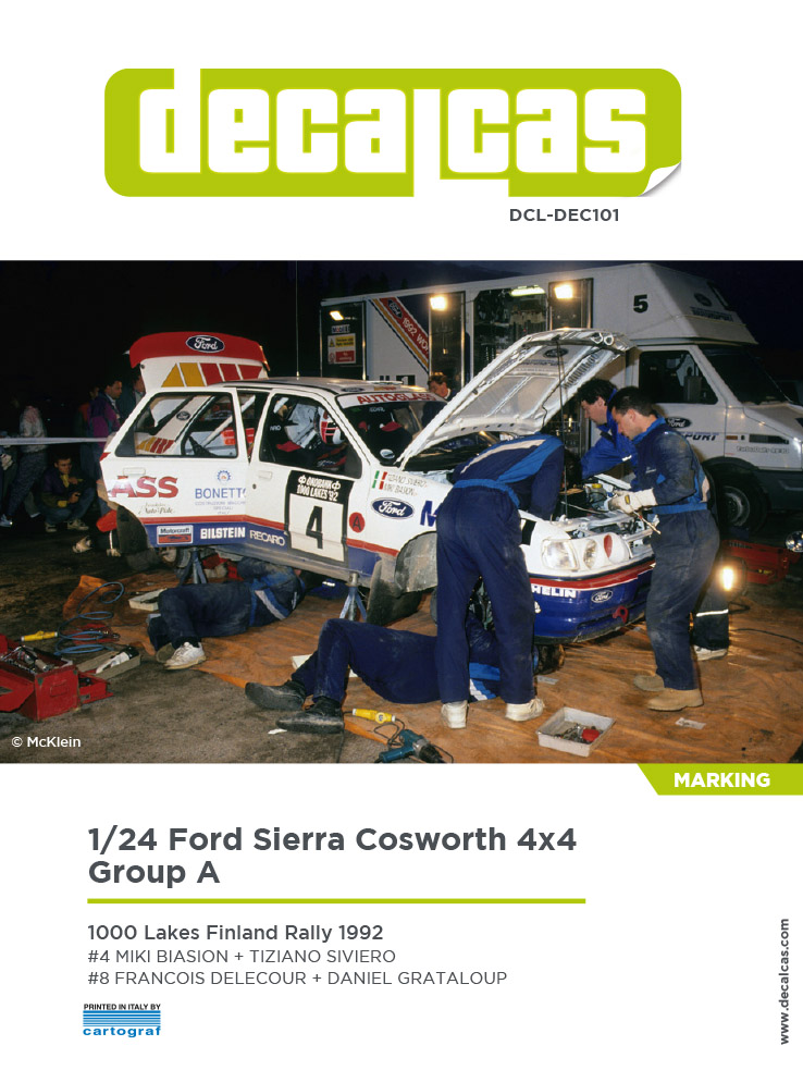 DCL-DEC101: Marking / livery for 1/24 scale models: Ford Sierra Cosworth 4�4 Group A sponsored by Bonetto -  1992