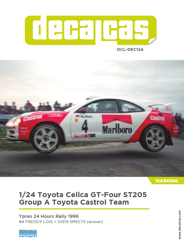 DCL-DEC124: Marking / livery for 1/24 scale models: Toyota Celica GT-Four ST205 Group A Team Toyota Castrol sponsored by Marlboro -  1996
