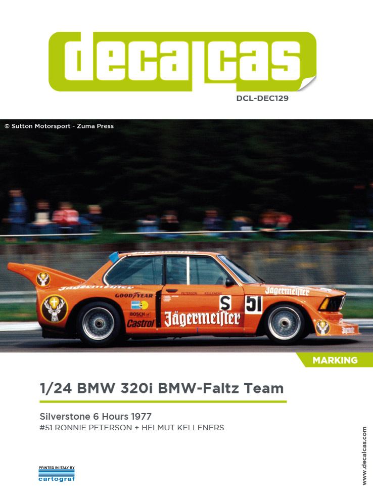 DCL-DEC129: Marking / livery for 1/24 scale models: BMW 320i Team BMW-Faltz sponsored by J�germeister -  1977