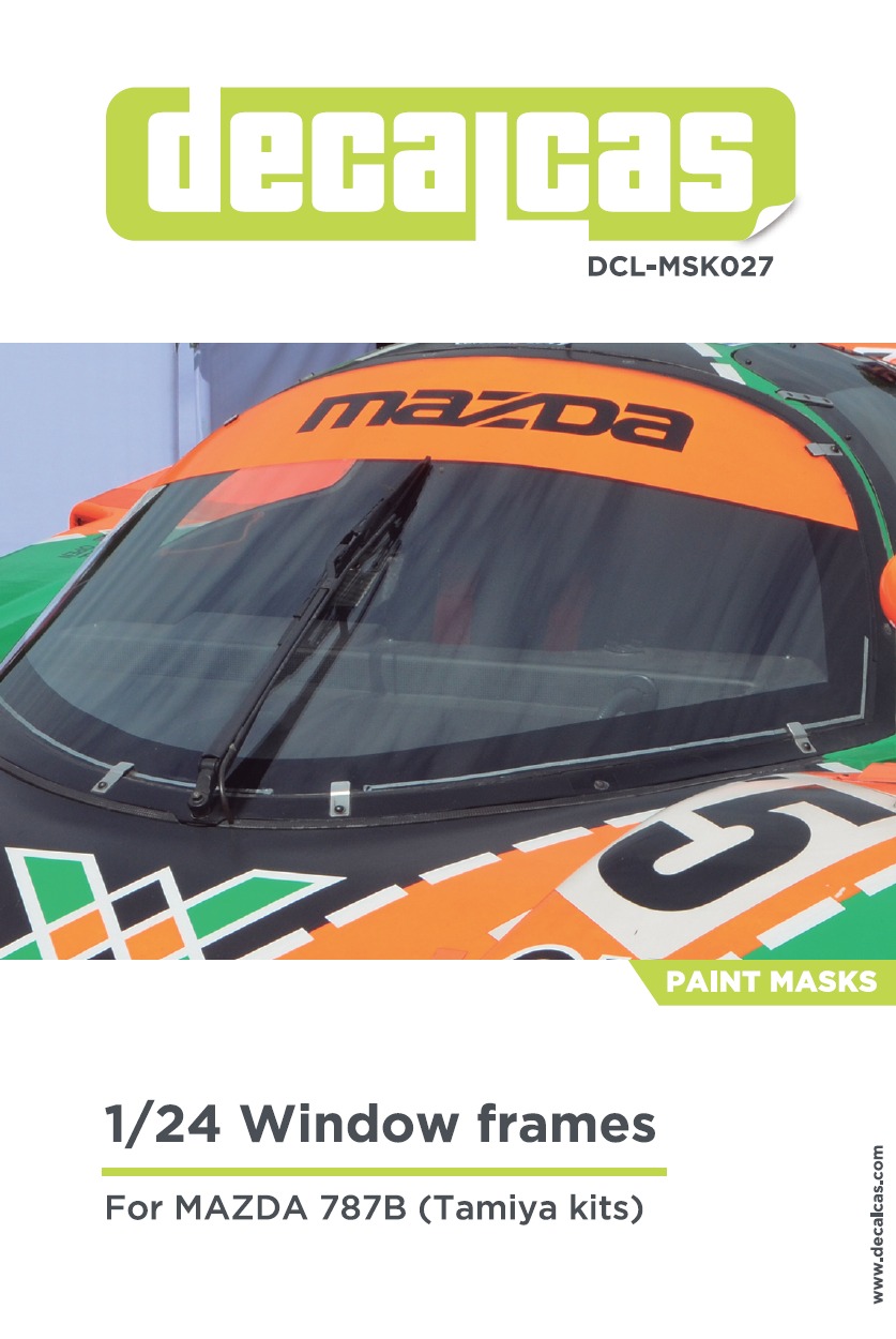 DCL-MSK027: Window frame pre-cut paint masks for 1/24 scale models: Mazda 787B