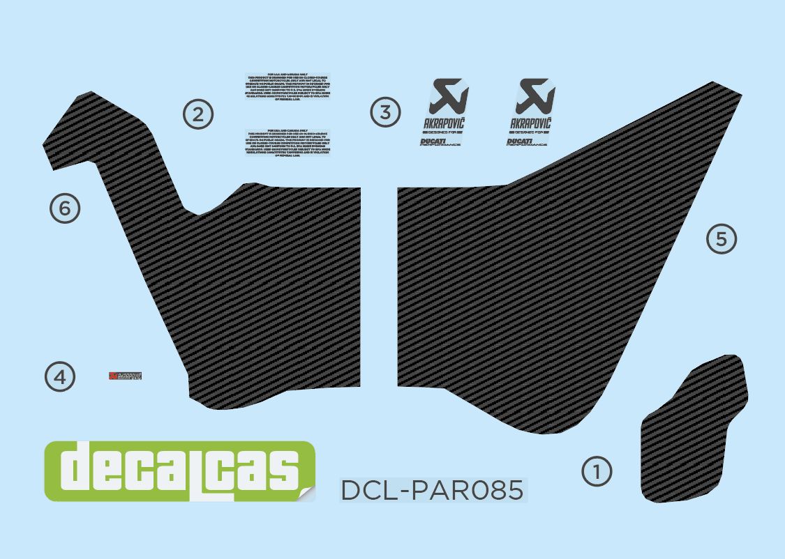 DCL-PAR085-DECAL: Spare part for 1/12 scale models: Ducati Superleggera V4: Exhaust decals