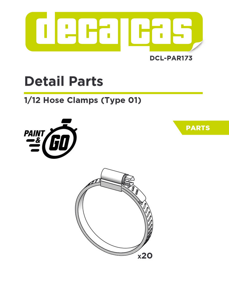 DCL-PAR173: Hose joints for 1/12 scale models: Screw clamps