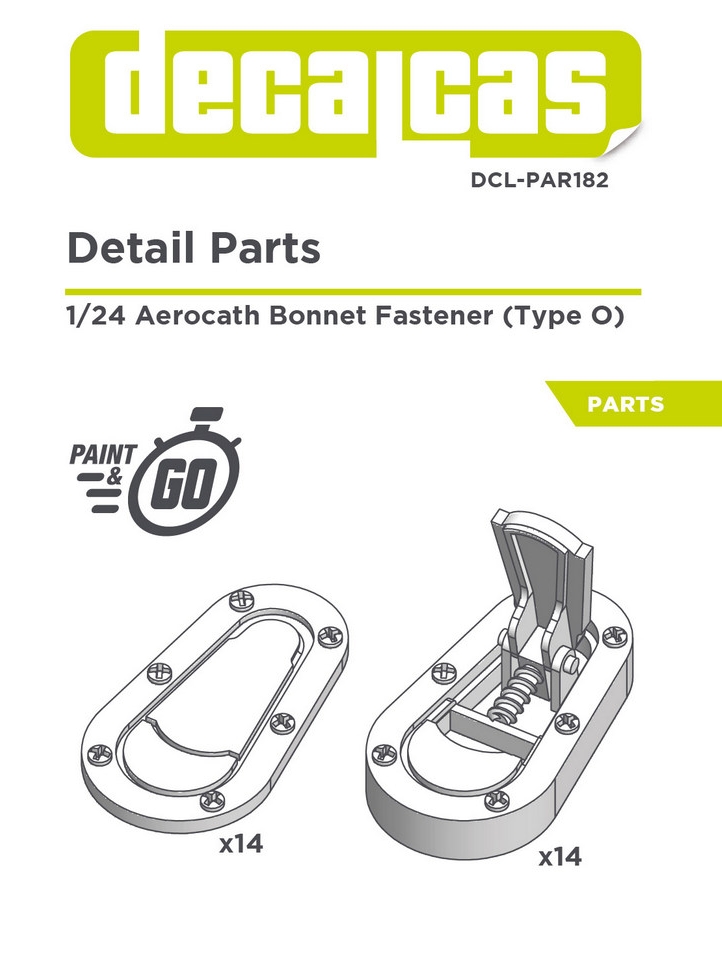DCL-PAR182: Bonnet pins for 1/24 scale models: Aerocath oval bonnet fastener